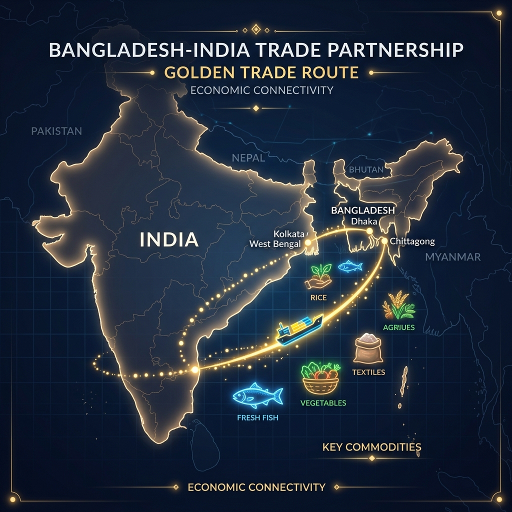 Trade Route Map Bangladesh India
